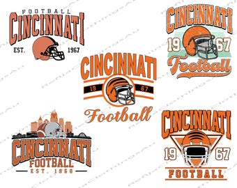 Vintage Cincinnati Football PNG, Retro Sports Design (Digital Download)