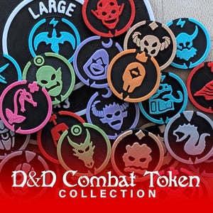 Colección de fichas de combate de D&D: úsalas con miniaturas para DnD, Pathfinder, Daggerheart, Draw Steel y otros juegos de rol de mesa.