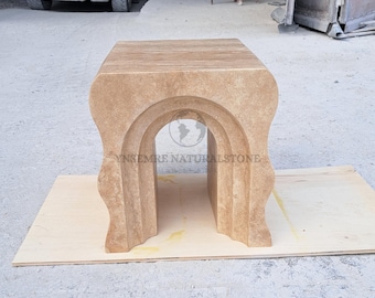 Travertine Table, Travertine Side Table, Travertine End Table, Living Room Table, Home Décor, Wavy leg table, Custom Order Table