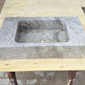 Tundra Gray Marble Sink, Bathroom Sink, Handcrafted Tundra Gray Sink, Luxury Marble Sink, Custom Order Sink