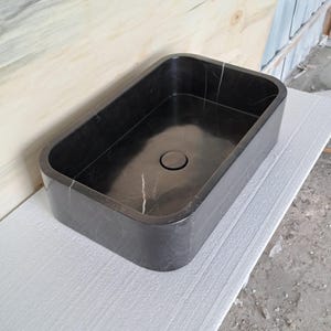 Nero Marquina Marble Sink, Marble Sink for Bathroom, Polished Marble Sink, Powder Room Sink, Farmhouse Marble Sink, Sink Vanity