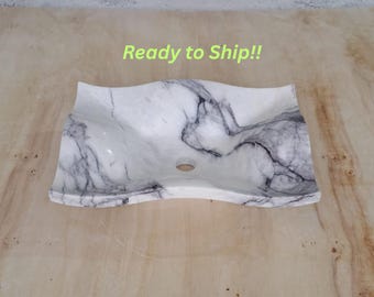 Lilac Marble Wave Sink: Handmade Bathroom Vanity - Modern Stone Basin