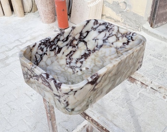 Calacatta Viola Marble Sink, Marble Bathroom Sink, Powder Room Sink, Marble Sink Vanity, Special Color Calacatta Sink, Custom Order Sink