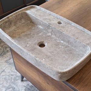 Ready To Ship!! Tundra Gray Marble Sink, Sink for Bathroom, Hand Carved Tundra Gray Sink, Luxury Marble Sink, Custom Order Sink