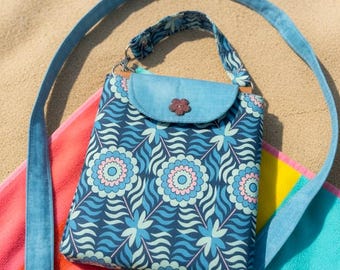 Handmade Accordion Bag: Three Compartments, Teal Accents, Crossbody, Three Strap Length Options