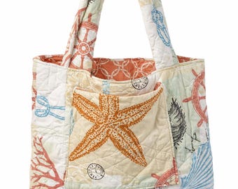 Beach Vibes Tote - quilted, reclaimed material