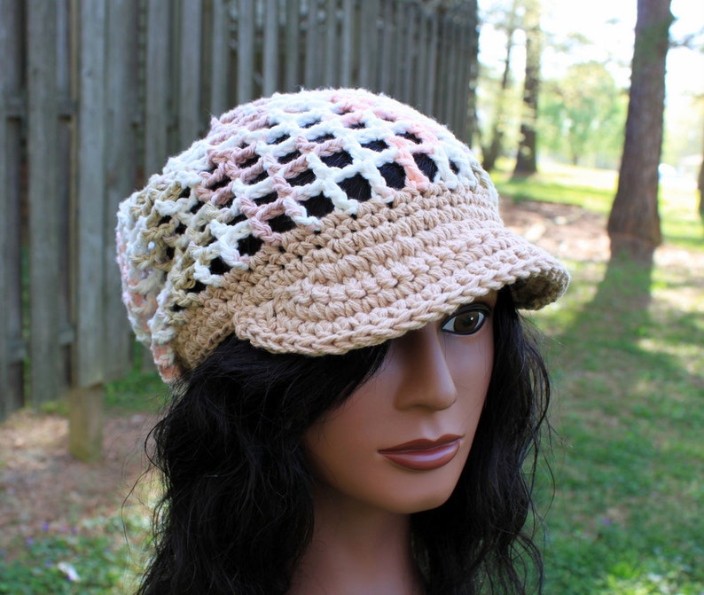 Country Girl Reggae in Tan, White and Light Pink 100 percent Cotton Yarns image 1