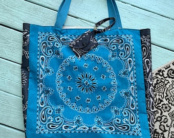 Oversized - HUGE Beach Tote made from Bandanas - Detachable "Sidecar" Wristlet & Change Purse