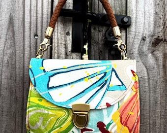 Coastal Vibes, Abstract Print Small tuck-n-go bag- A Unique Artisanal Clutch