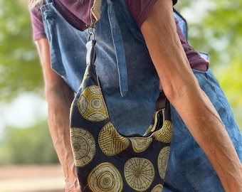 Boho-Rustic Crossbody Bag – Faux Leather Denim Floral Lined