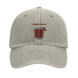 Make Mine a Negroni Baseball Cap - Vintage Washed Cotton Hat for Negroni Cocktail Fans!