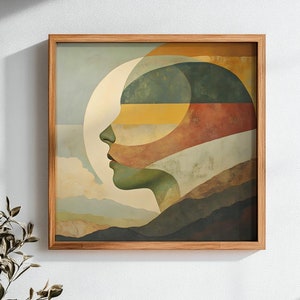 Arte de parede para impressão da Mãe Terra, Arte ambiental abstrata, Download digital, Decoração Boho da Mãe Natureza, Arte da Deusa da Terra espiritual