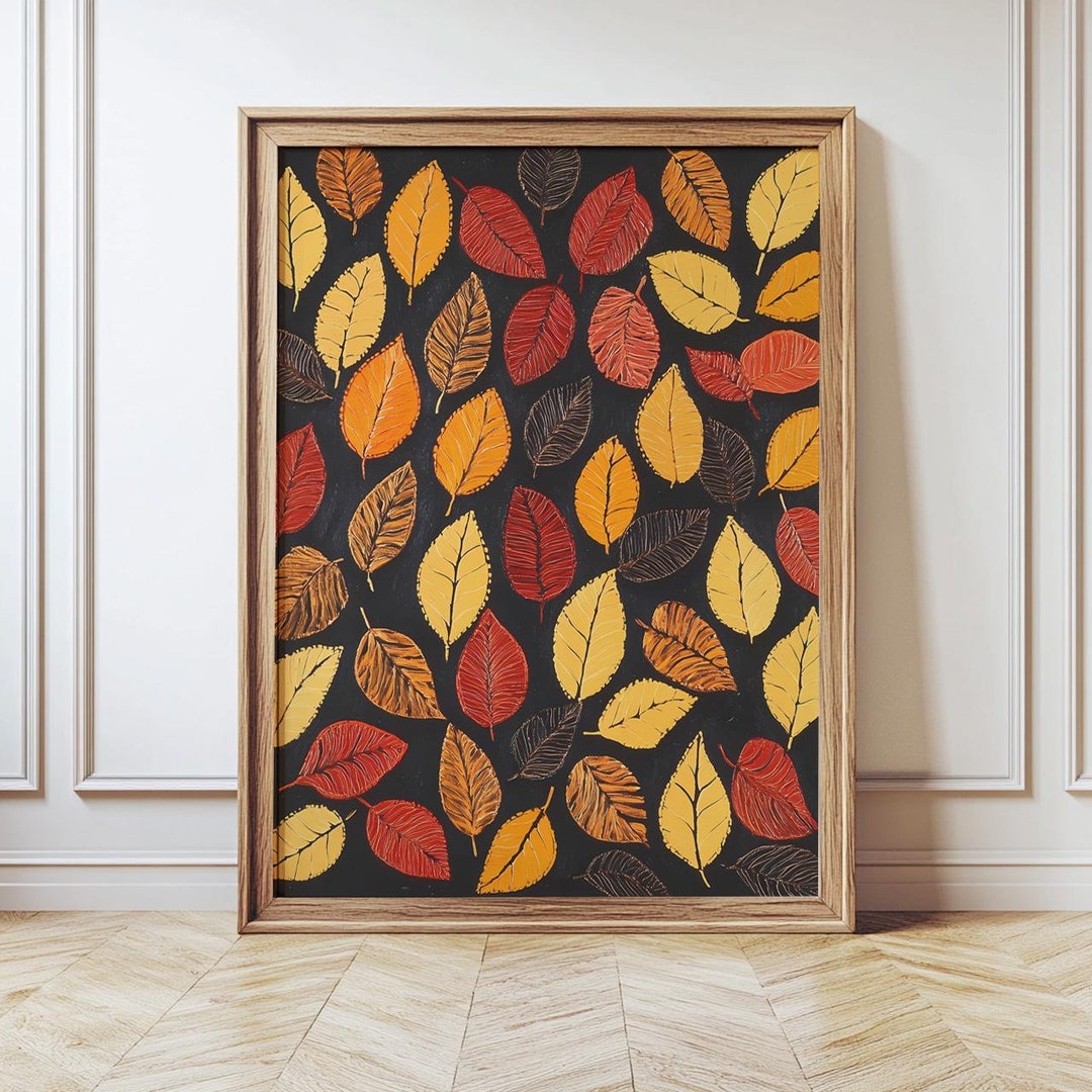 Fall Printable Wall Art, Autumn Leaves Print, Fall Leaves Wall Art ...