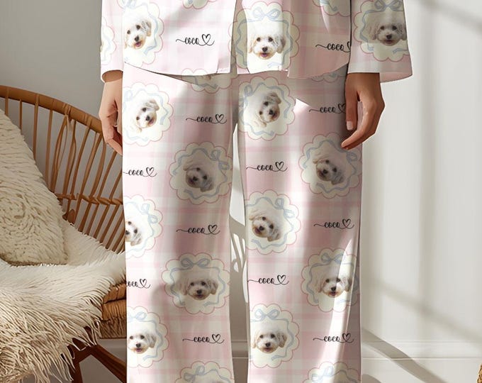 Custom Pet Photo Pajamas, Personalized Pet Sleepwear, Matching Family Outfit, Cute Pet Lover Gift, Custom Pajama Pants Set