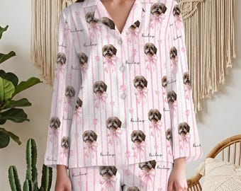 Custom Pet Photo Pajamas, Personalized Pet Face PJs, Matching Family & Couple Sleepwear, Dog Pajama Pants with Picture, Pet Gifts for Owners