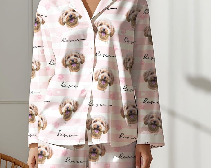 Custom Pet Photo Pajamas, Personalized Pet Sleepwear, Matching Family Outfit, Cute Pet Lover Gift, Custom Pajama Pants Set