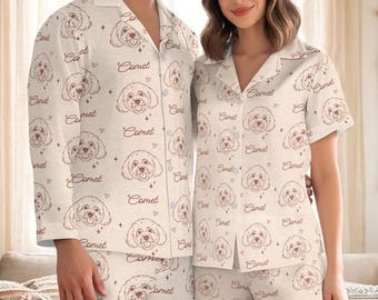 Anpassad pyjamas med husdjursfoto, personliga sovkläder för husdjur, matchande familjekläder, söt present till husdjursälskare, anpassat pyjamasbyxset