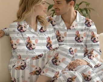 Custom Pet Cartoon Pajamas with Photo, Personalized Pet Portrait PJs, Matching Family Outfit, Cute Pet Pants, Pet Gifts for Owners