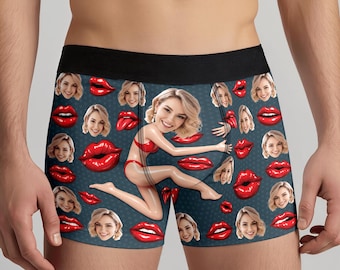 Zabawne bokserki z nadrukiem dla dziewczyny, spersonalizowane majtki ze zdjęciem, prezent dla chłopaka, walentynki, zabawna męska bielizna