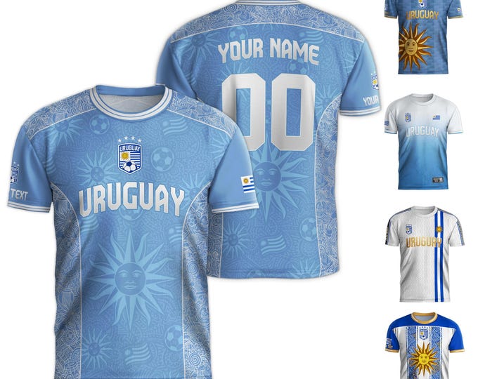 Personalized Uruguay Soccer Jersey, Custom Name Uruguay Soccer Jersey, Customized Retro Soccer Jersey For Men, Uruguay Soccer Players Jersey