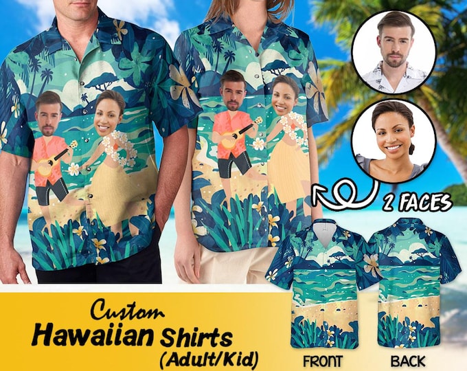 Custom Hawaiian Shirt With Face, Personalized Photo Aloha Hawaiian Shirt, Banchelor Hawaii Shirt for Men Women, Custom Hawaiian Beach Party