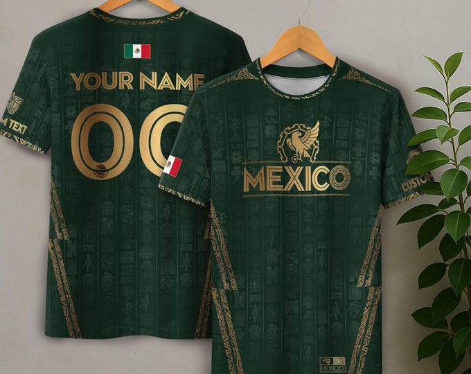 Personalized Mexican Soccer Shirts for Men & Kids, Mexico Soccer Jersey Custom Name Number, Soccer Fan Gifts, Game Day Football Jerseys