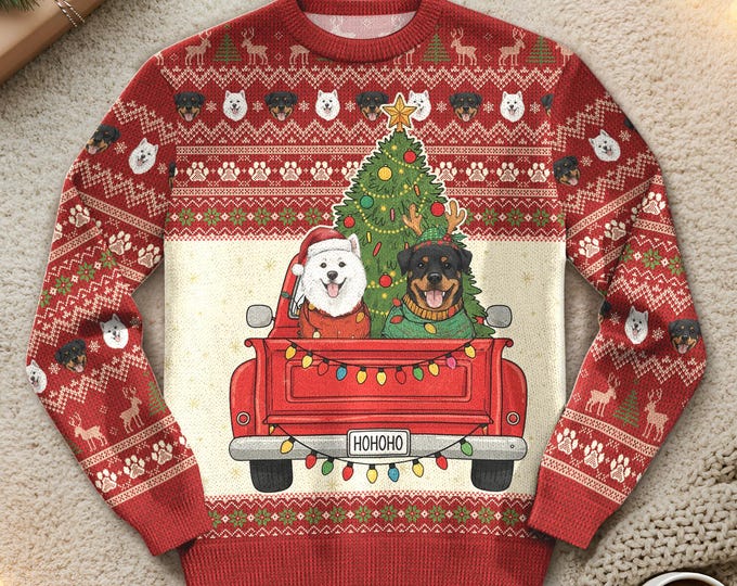 Custom Face Ugly Christmas Sweater Pets Adult & Kid, Personalized Pet Sweater with Photo, Matching Family Christmas Jumper, Gift for Dog Mom