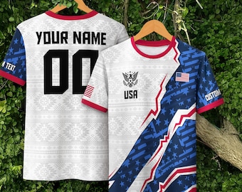 Personalized America Soccer Team Jersey For Men And Kid, Customized American Soccer Jersey, Custom USA Jersey, USA Soccer Jersey Team