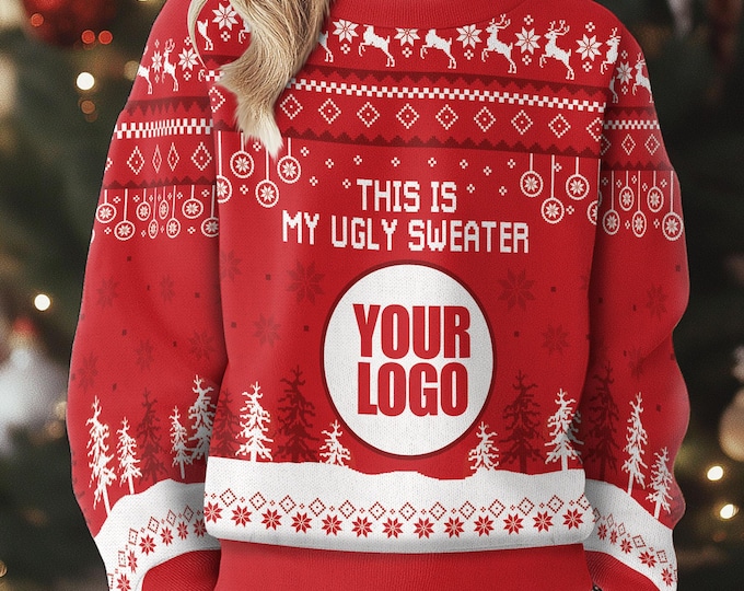 Custom Logo Ugly Sweater, Corporate Christmas Party Sweatshirt, Funny Business Holiday Apparel, Funny Christmas Jumpers Gift Your Team