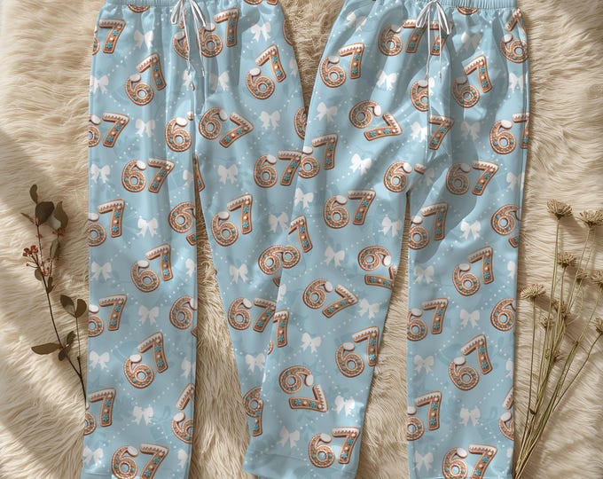 67 Pajamas Pants,  Six Seven Meme Sleep Pants,  Funny Christmas 67 Pajama Outfit, Family Holiday Sleepwear Set