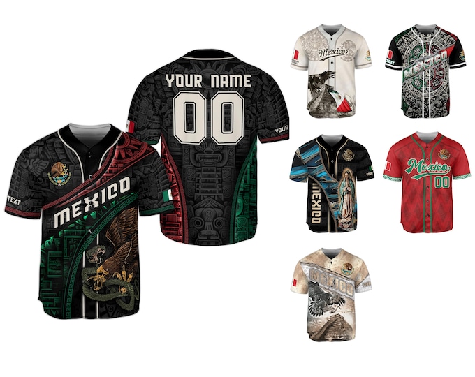 Personalized Mexico Baseball Jersey, Custom Name Mexico Jersey Gift For Men, Custom Mexico Baseball Jersey, Mexico Baseball Jersey Men