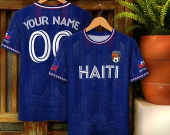 Custom Haitian Soccer Jersey for Men Women & Kids, Personalized Haiti Football Jersey, Haiti Team Inspired Jersey, Game Day Soccer Shirt
