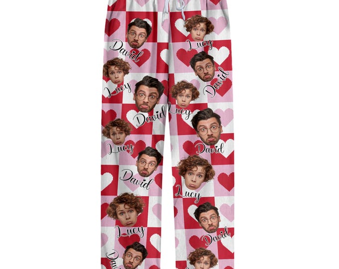 Personalized Pajamas Pants For Men Women, Custom Pajamas With Photo Dog Cat Photo, Customized Pjs Bottoms Gift For Couple, Valentines Gifts