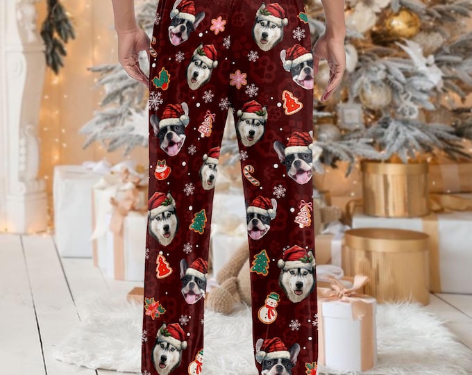 Custom Photo Pajamas, Matching Human and Pet Set, Personalized Pet Face Sleepwear, Short Set or Long Set, Fun Christmas Gift