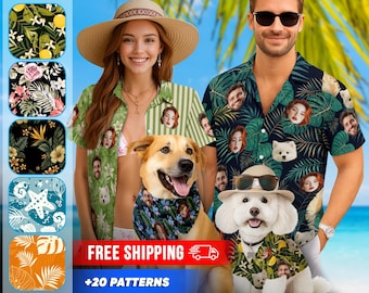 Custom Hawaiian Shirt With Face, Personalized Aloha Hawaiian Shirt, Customize Face for Pet Men Women, Funny Custom Hawaii Dress Beach Party