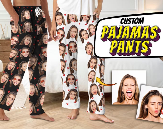 Personalized Pajamas Pants For Men Women, Custom Pajamas With Photo Dog Cat Photos, Customized Pjs Bottoms Gift For Couple, Valentines Gifts