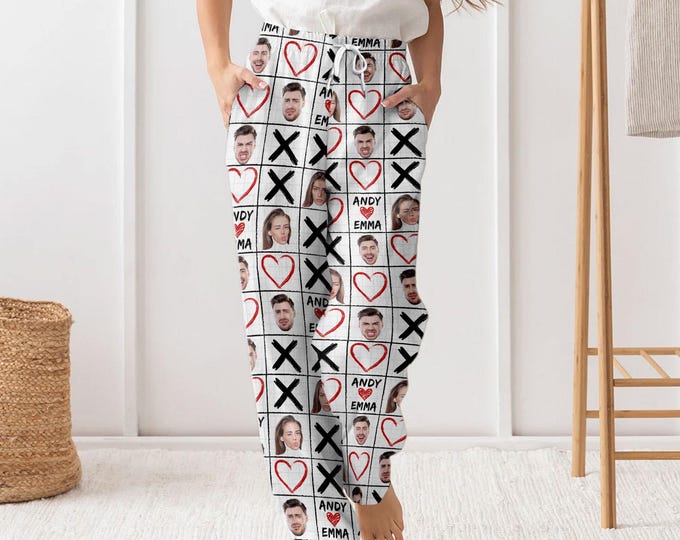 Personalized Pajamas Pants For Men Women, Custom Pajamas With Photo Dog Cat Photo, Customized Pjs Bottoms Gift For Couple, Valentines Gifts