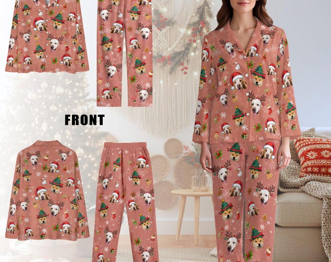 Custom Pet Photo Pajama Sets – Personalized Pet Pajamas for Christmas, Matching Family Holiday Set, Cute Pyjama Gift for Pet Lovers