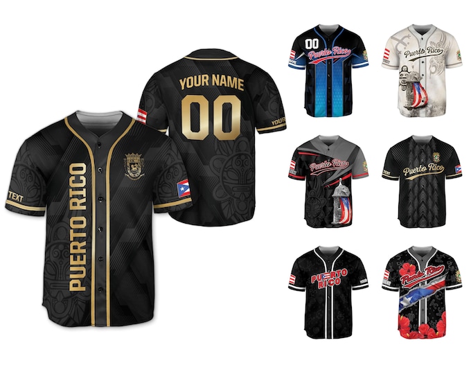 Featured listing image: Personalized Puerto Rico Baseball Jersey, Custom Name Puerto Rico Baseball Jersey, Custom Puerto Rico Symbol Baseball Team Jersey for Men