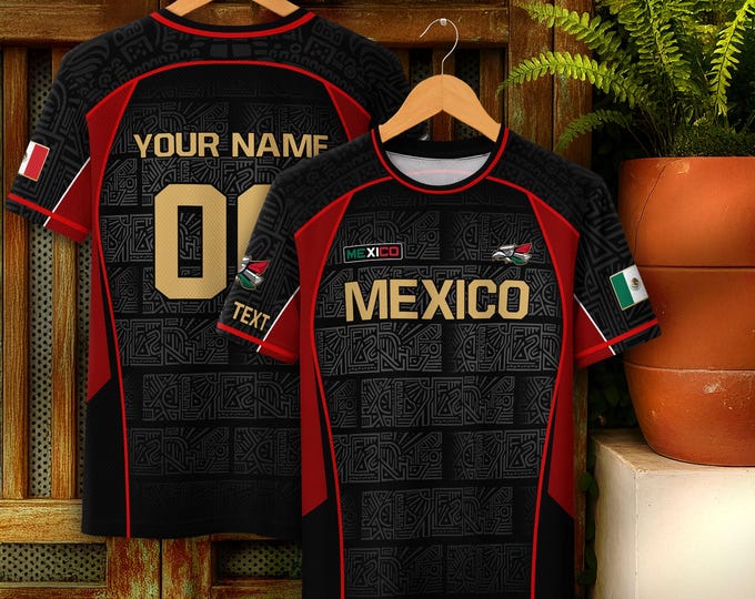 Personalized Mexican Aztec Jersey for Men, Women & Kids, Custom Name Number Mexico Soccer Football Shirt, Great Outfit for Fans and Players