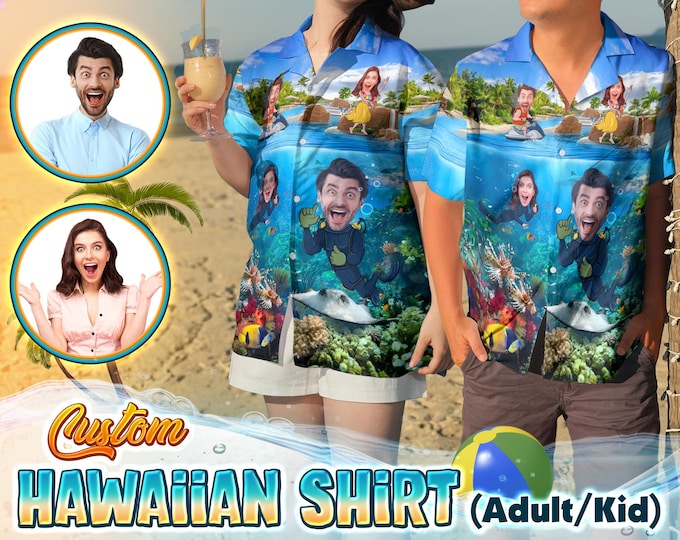 Custom Hawaiian Shirt With Face, Personalized Aloha Hawaiian Shirt, Banchelor Hawaii Shirt for Men Women, Funny Custom Hawaiian Beach Party