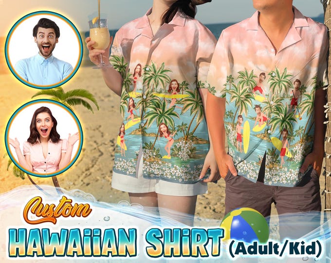 Custom Hawaiian Shirt With Face, Personalized Aloha Hawaiian Shirt, Banchelor Hawaii Shirt for Men Women, Funny Custom Hawaiian Beach Party