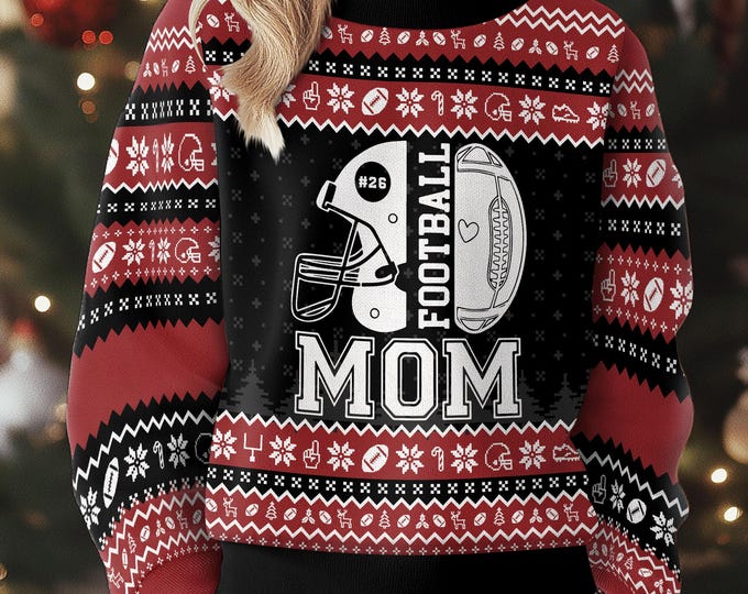 Custom Senior Football Mom Ugly Xmas Sweater, Tis The Season Football Sweatshirt, Ladies Christmas Jumpers Gift Holiday, Game Day Shirt