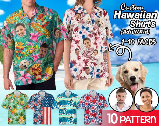 Custom Hawaiian Shirt With Face, Personalized Photo Aloha Hawaiian Shirt, Banchelor Hawaii Shirt for Men Women, Custom Hawaiian Beach Party