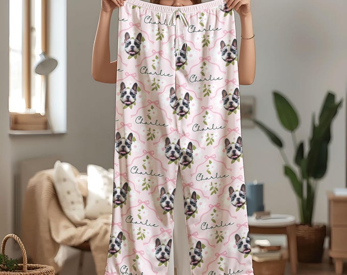 Custom Pet Photo Pajamas, Personalized Pet Sleepwear, Matching Family Outfit, Cute Pet Lover Gift, Custom Pajama Pants Set