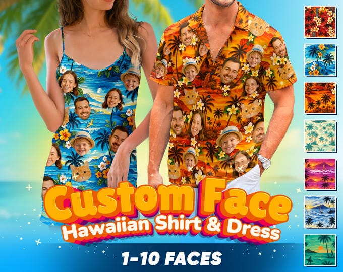 Custom Hawaiian Shirt With Face, Personalized Aloha Hawaiian Shirt, Customize Face for Pet Men Women, Funny Custom Hawaii Beach Party