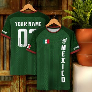 Maglia da calcio messicana personalizzata, maglie da calcio messicane personalizzate con nome e numero, maglia da calcio messicana personalizzata per uomo e bambino, maglie da calcio