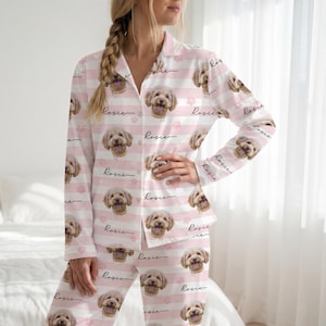 Spersonalizowana piżama ze zdjęciem dla zwierząt, spersonalizowana piżama dla zwierząt, pasujące ubranie rodzinne, uroczy prezent dla miłośnika zwierząt, spersonalizowany zestaw spodni piżamowych zdjęcie 10