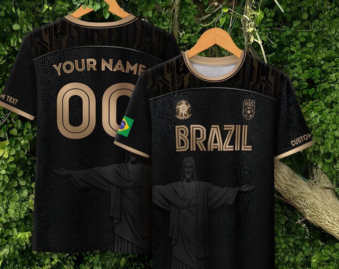 Personalized Brazil Soccer Jersey, Football Shirt, Youth &  Adult Team Uniform, Game Day Outfit, Custom Name and Number Print