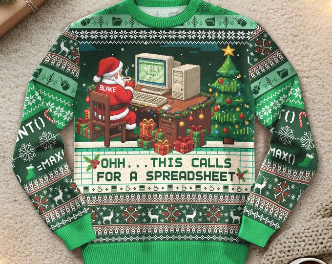 Custom Name This Calls For A Spreadsheet Ugly Sweater, Funny Christmas Jumpers Accounting Gift , Santa Spreadsheet Shirt For Accountant